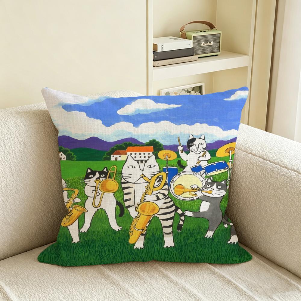 H-Hajime Okamoto Cushion Cover Natural Linen Pillowcase Set, All-In-One Decor For Sofa, Bedroom & Chair