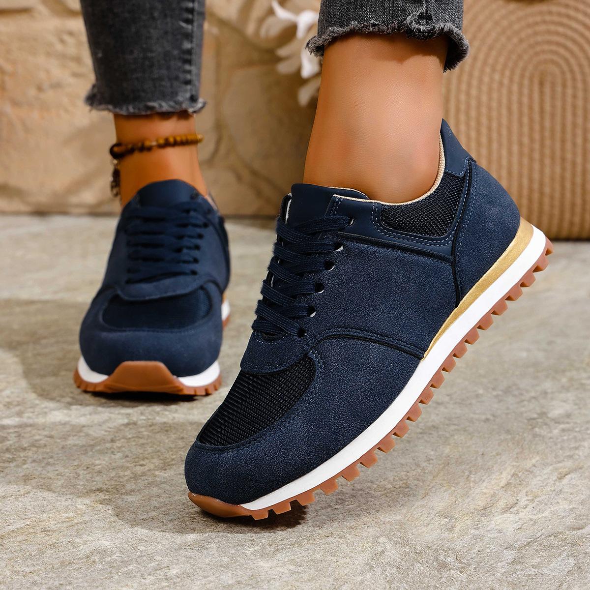 

Женские кроссовки Cortez на платформе широкой полноты - Обувь в стиле ретро, вдохновленная немецкими армейскими тренерами, с круглым носком и шнуровкой, повседневные кроссовки на массивной подошве для осени 36 тёмно-синий