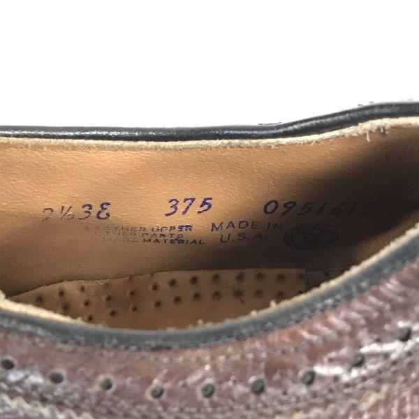 70s-80s USA made Vintage UFCW leather Goodyear welt long wingtip 7.5EEE 25.5 brown O'Sullivan heel(USED)