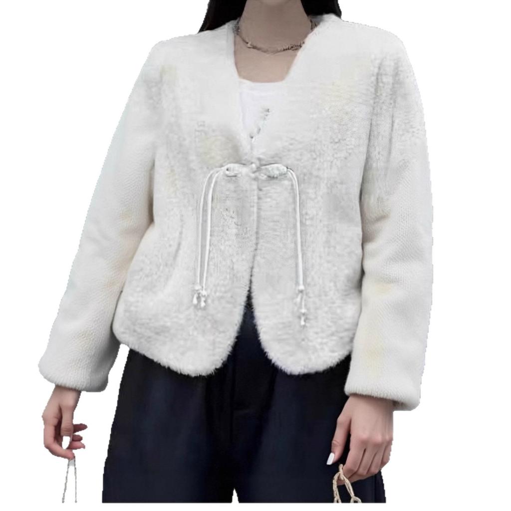 Autumn and winter short coat fur integrated Internet celebrity trend simple fashion imitation mink hair winter thickened top