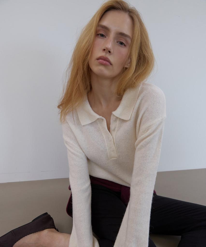 ASURA Polo Collar Wool Knit (Ivory)