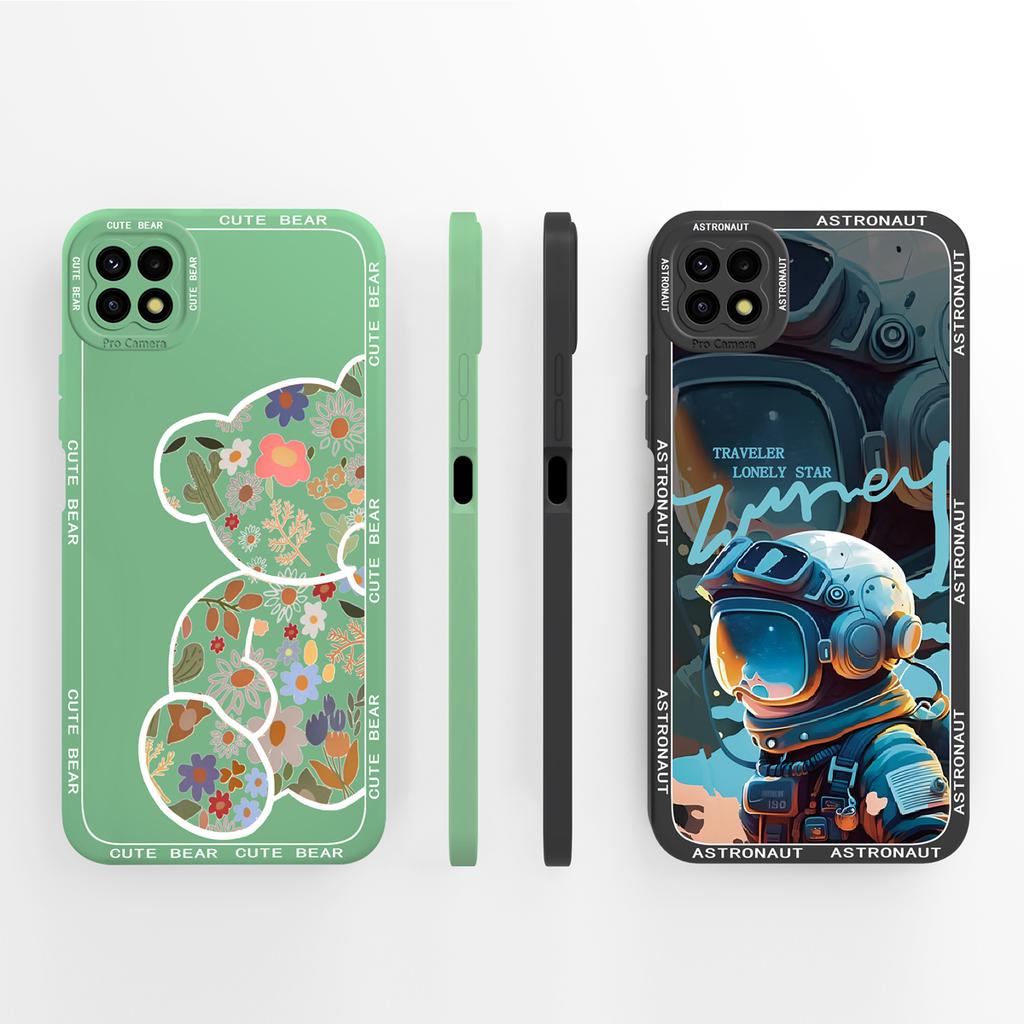 For Samsung Galaxy A22 5G F42 A22S Phone Case Cute Design Upgrade Camera Protection Soft Liquid Silicone Shockproof Back Cover