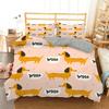 Sausage Dog Print Duvet Cover Set Queen King Full Size Cartoon Dachshund Puppy Bedding Set For Boys Polyester Comforter Cover