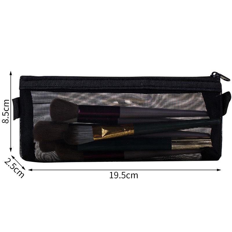 Mesh Pencil Case Cosmetic Makeup Bags Case Transparent Multifunction Organizer Folder Zipper Black Heart Pencil Case Storage Bag