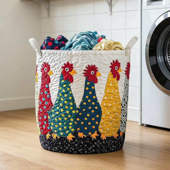 Quilted Laundry Basket Fabric Floral Storage Basket with Handles Boho Clothes Basket for Laundry Nursery Bedroom Garments Kids Toys