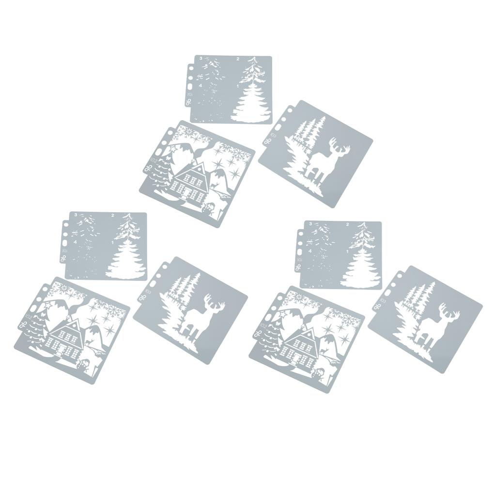9pcs Christmas Stencils DIY Making Safe Cute Pattern Hollow Template for Scrapbooking Paper Crafts
