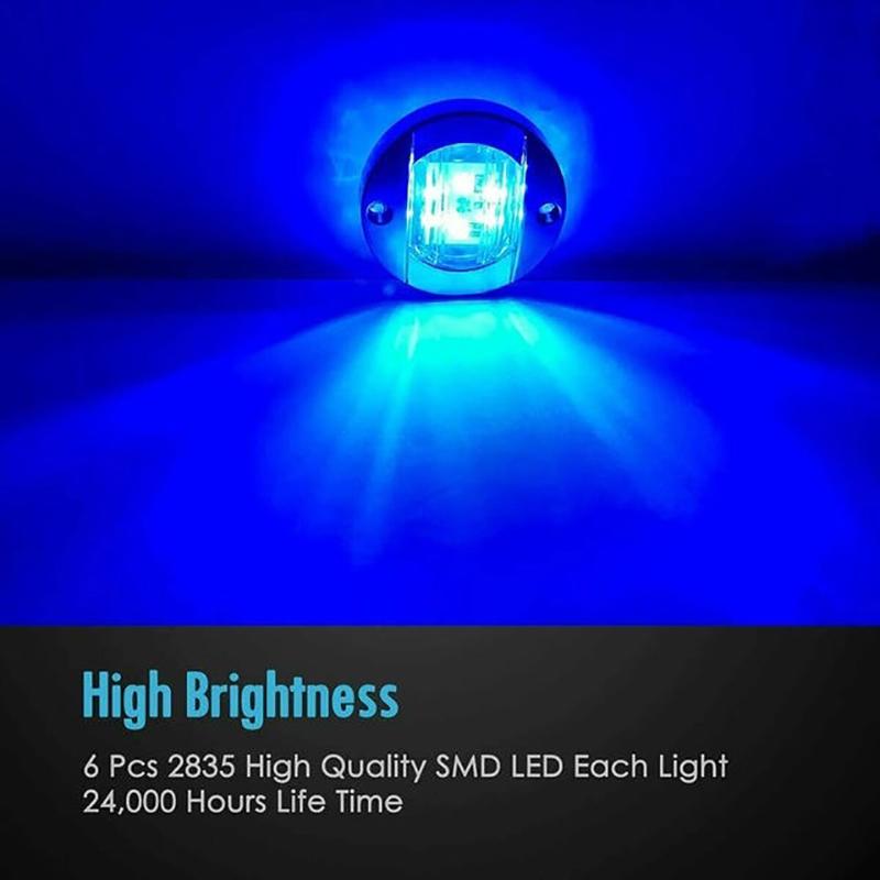 4PCS Boat Marine Lights Navigation Light Waterproof Marker Lamp For Truck RV Yacht Transom Anchor Stern DC 12V 6LED Stern Lamps