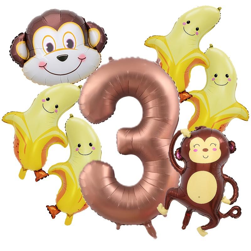 

7Pcs Monkey Banana Combination Set Aluminum Film Balloon Jungle Hunting Theme Party Decor Balloon Baby Shower Globos Supplies 32inch