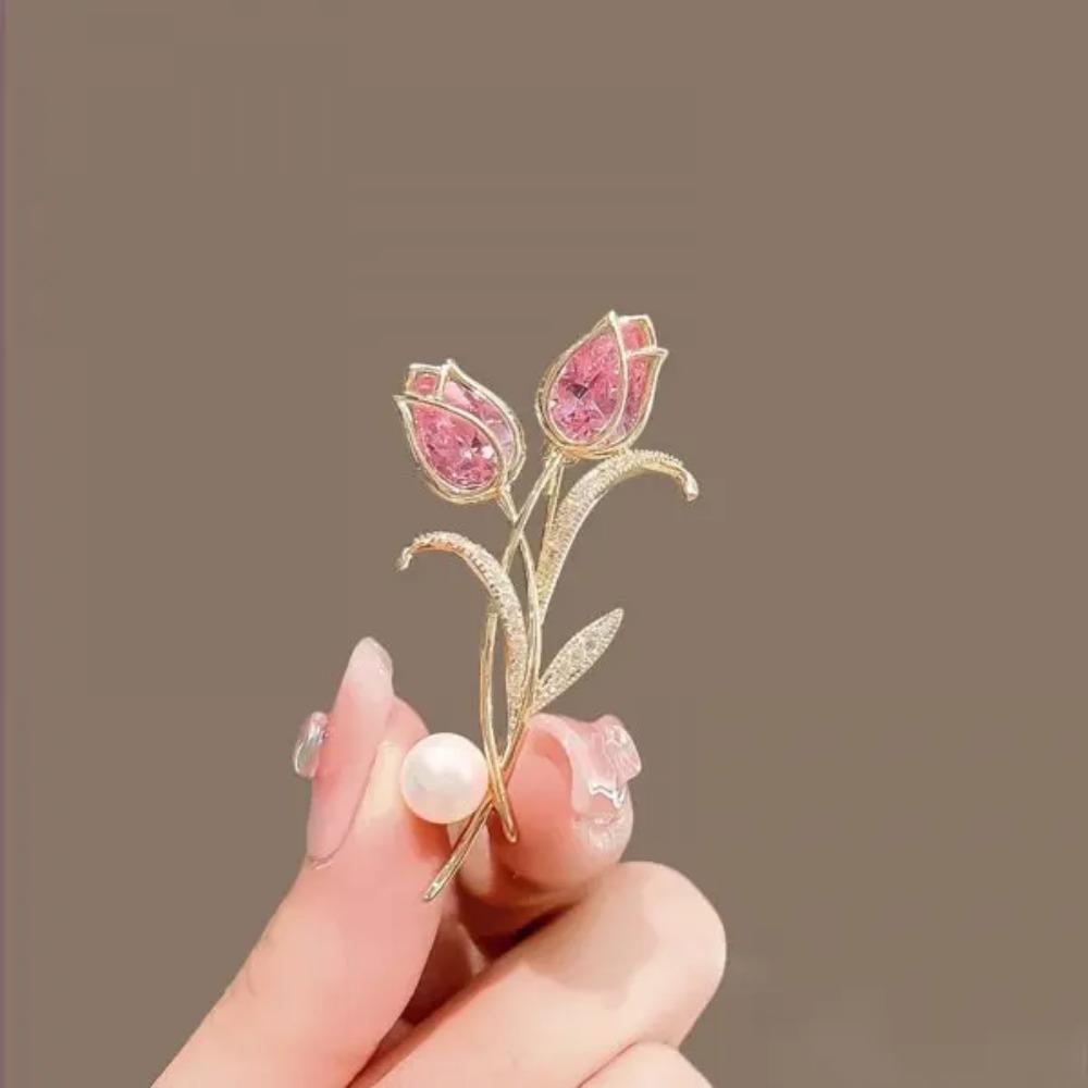 

Элегантный тюльпан цветок лотос женские броши значок мода кристалл жемчуг ювелирные изделия свадебная вечеринка офис платье корсаж растение булавки подарок