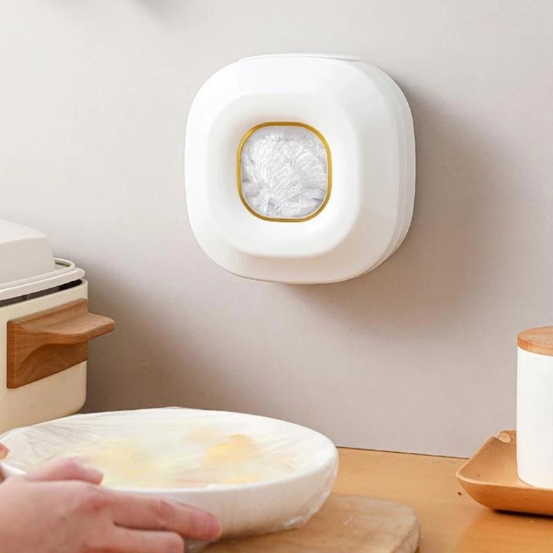 Plastic Wrap Storage Box Removable Wall-Mounted Home Kitchen Non-Punching Plastic Bag Cover Box