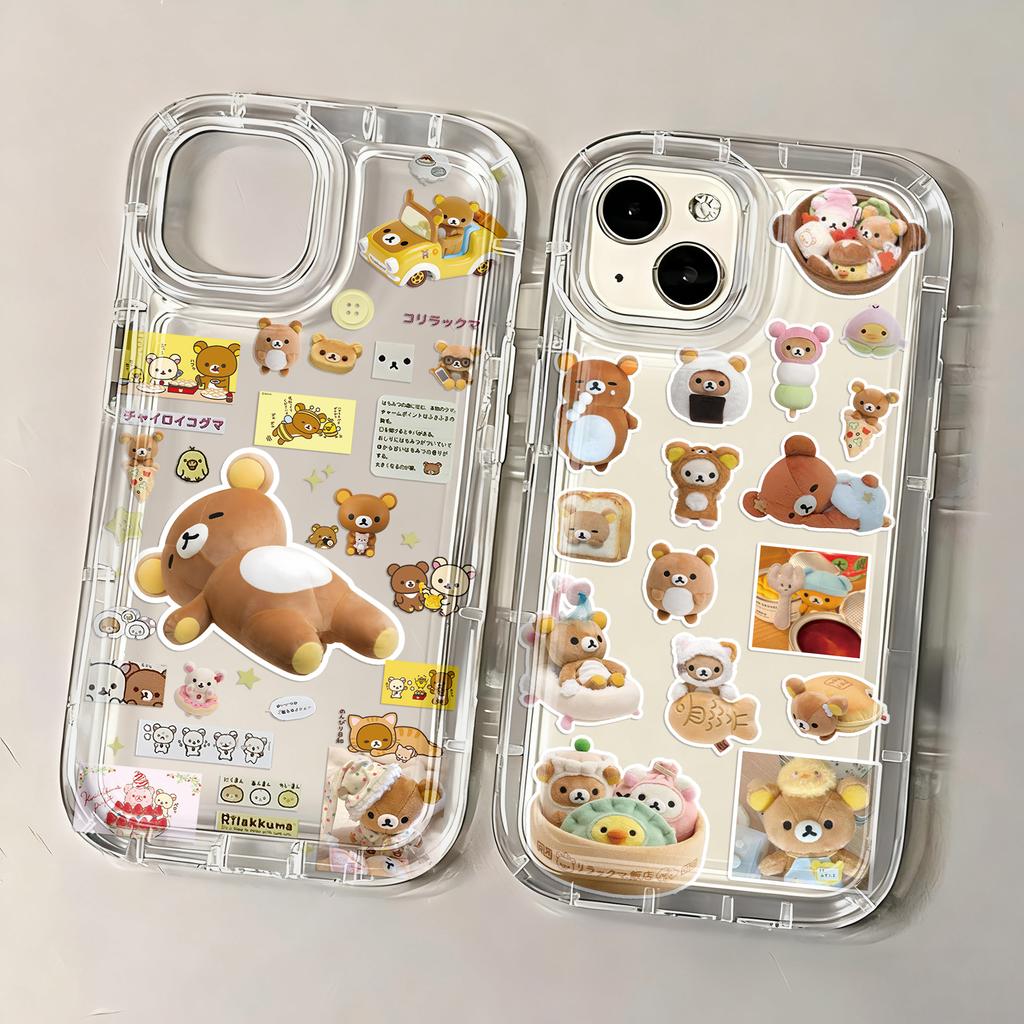 Phone Case for iPhone 17 16e 16 15 14 13 12 11 Pro Max 7 8 Plus X XR XSMax Airbag Anti Fall Clear Cover Cartoon R-Rilakkumas