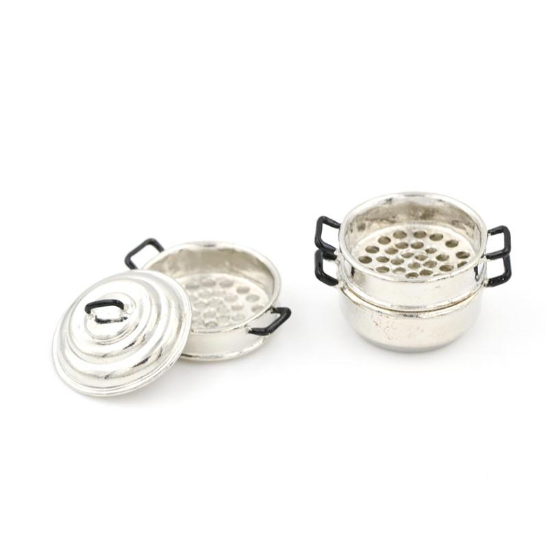 Dollhouse Miniature 1:12 Kitchen Decor Toy Metal Cooking 3-Layers Steamer Pot
