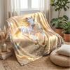 Crystal Horse Majesty Blanket Personalized Name Flannel Blanket Soft Cozy Plush Throw for Sofa Bed Lightweight Home Decor