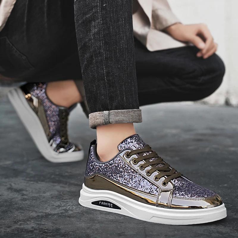 Boys Shoes Luxury Casual Shoes Men Sports Shoe Skateboarding Spring/Autumn Designer Thick Bottom Bright Surface Social Shoe Male