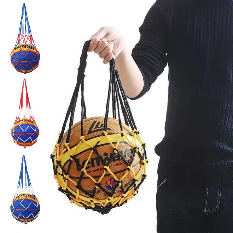 Basketbalový síťový vak z nylonu, úložný vak na jeden míč, přenosné vybavení pro venkovní sporty, fotbal, volejbal, taška