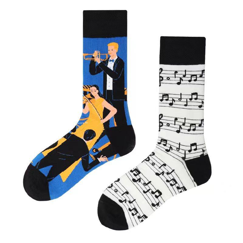 Ny Mode AB Asymmetriska Mandarinanka Herr- och Damsockor Tecknad Mode Roliga Söta Djur Mellanhöga Bomullssockor