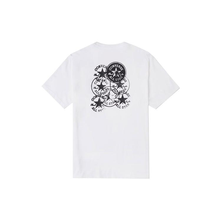 Men s Converse Chuck Printing Knit Sports Round Neck Short Sleeve White 10022042-A02 XL