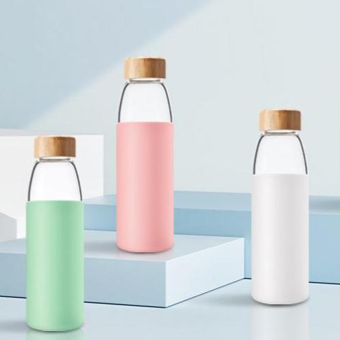 32 oz Silicone Glass Water Bottle with Bamboo Lid 32 oz(907.18g)