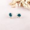 Apatite Gemstone 925 Sterling Silver Jewelry Handmade Push Back Earrings 0.54" EE-151-2
