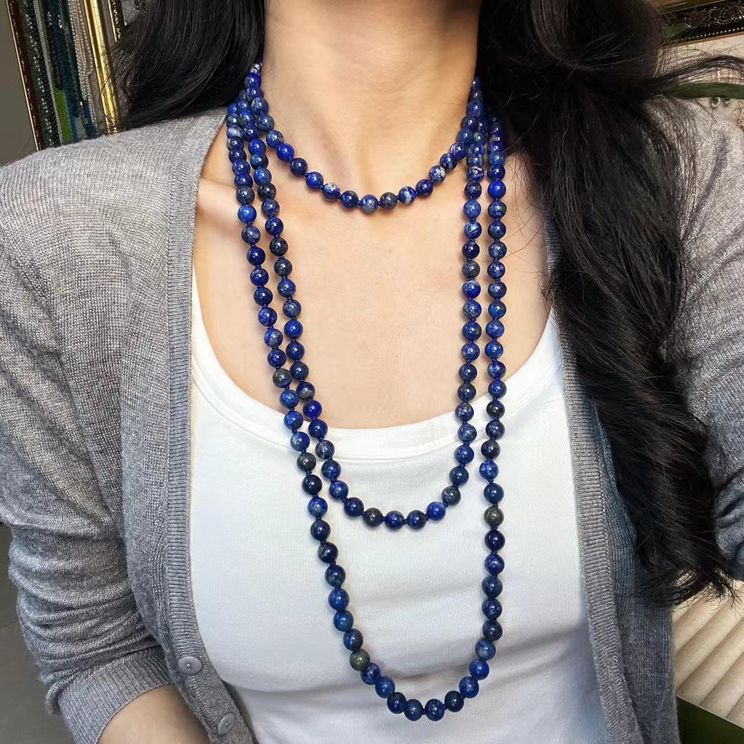 

Retro Natural Lapis Lazuli Sweater Chain Long Chain A Variety Of Ways To Wear Necklace Women S Super Long Niche Atmosphere Neck