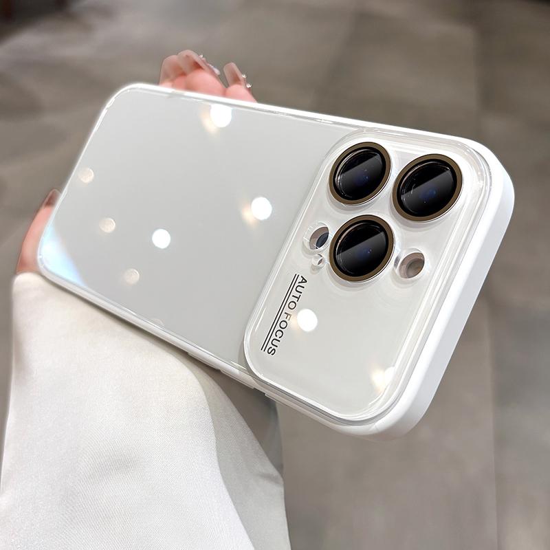 

Розкішний прозорий захисний чохол-бампер з загартованого скла для камери iPhone 17 16 15 14 13 12 Pro Max Ударостійкий Жорсткий Захисний Ковпак Capa For iPhone 11Pro Max чистий білий колір