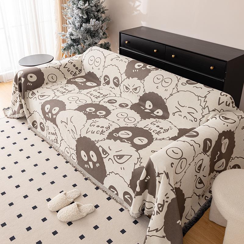 Cartoon Cute Sofa Cover Cover Black Cinder Block Sofa Towel Four Seasons Universal Anti Cat Scratch Sofa Cover Cloth Dust Sofa Blanket