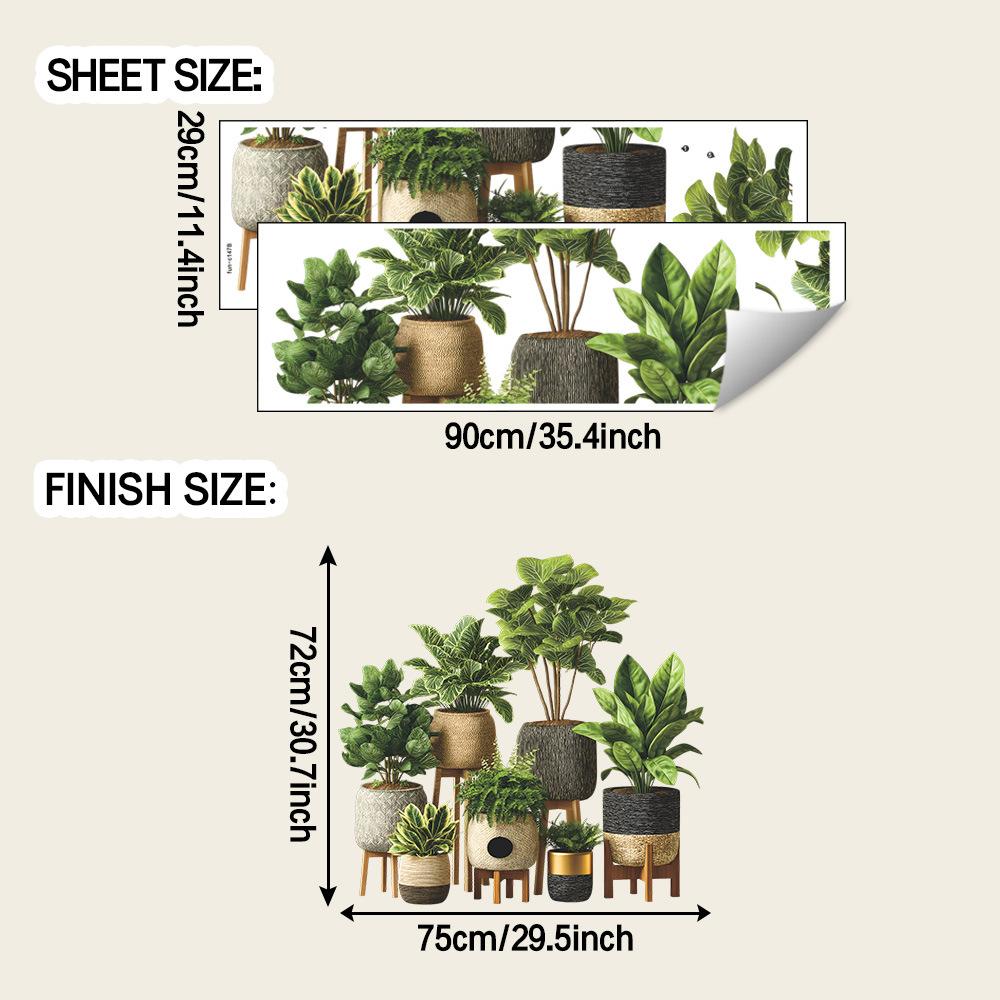 

Creative Simulation Green Plant Potted Plant Combination Study Home Background Wall Decoration Stickers