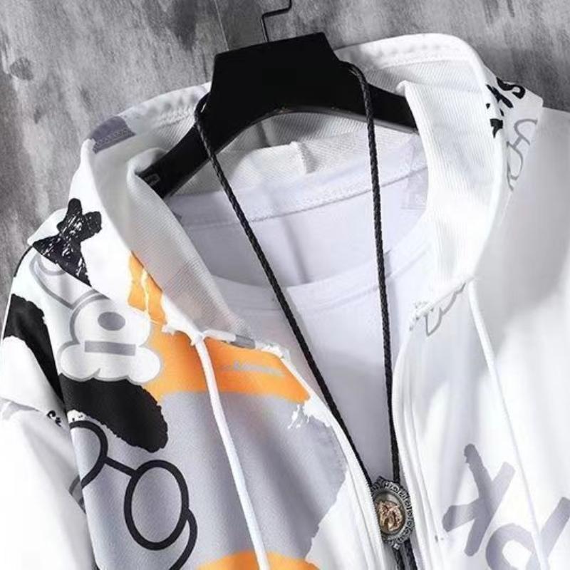 Men's Zipper Sweater Suit Hooded Sweater Youth Sportswear Suit