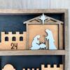 Nativity Scene Countdown Calendar 25 Days Wood Christmas Religious Table Decor Multi-Functional Religious Table Ornament Tray