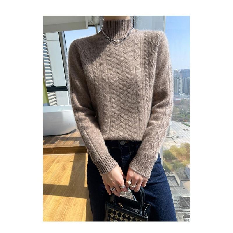 Women's New Autumn Winter Clothing Half Turtleneck Fashion Inner Layer Thickened Knitted Woolen Sweater