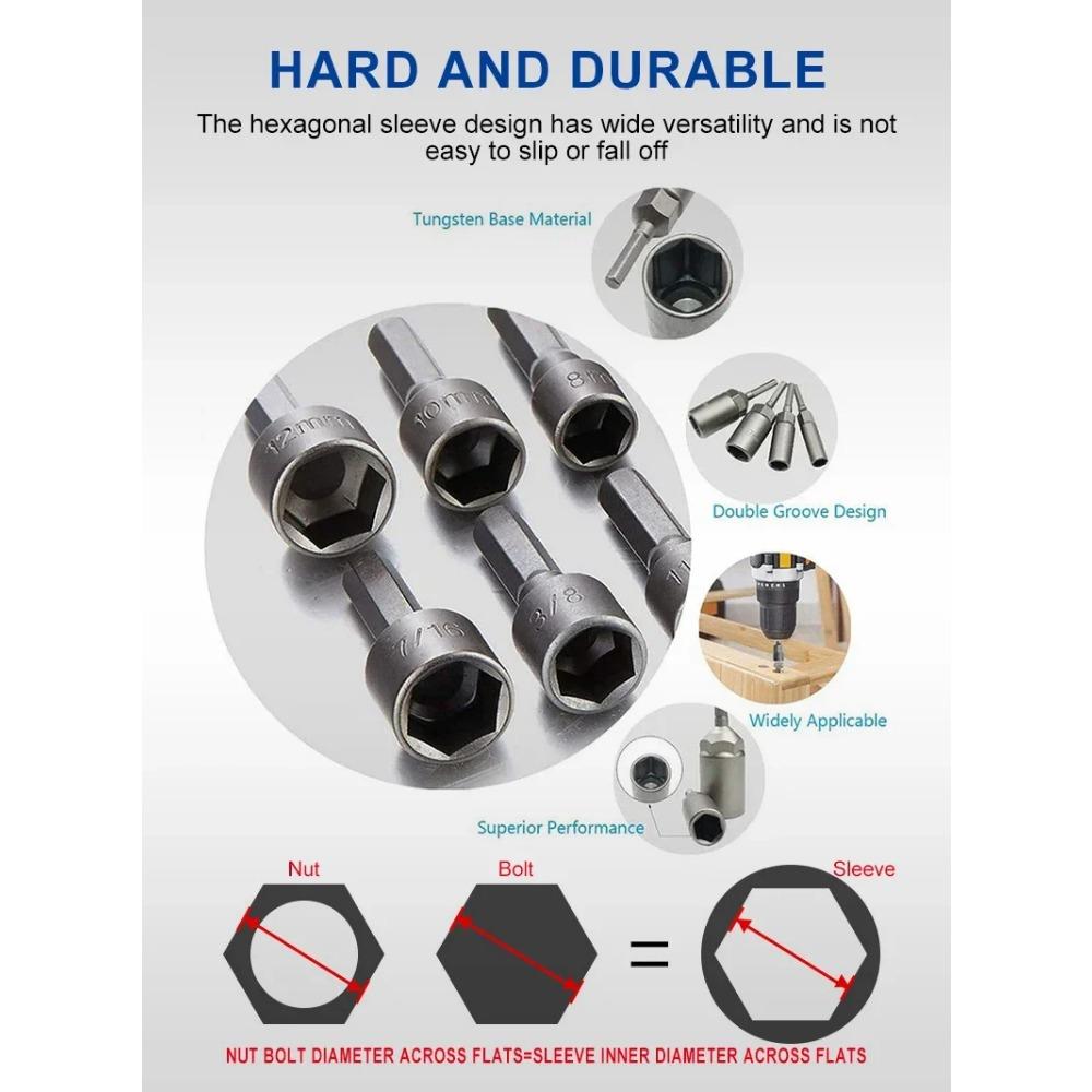 Powerful Socket Inner Hexagonal Wrench ,Hexagonal Handle Screwdriver Socket, Extension Rod Pneumatic Screwdriver Insert Tool Set