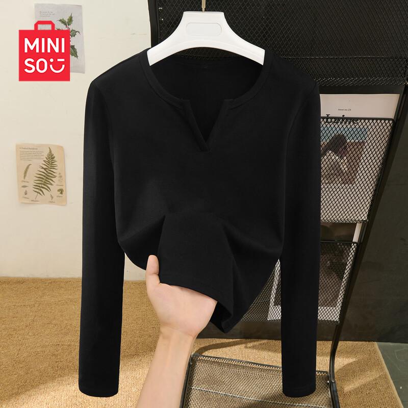 MINISO Women's V-Neck Long Sleeve Base Layer Top