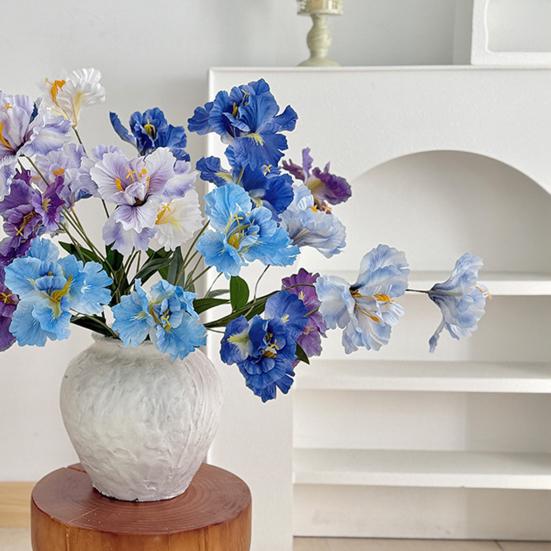 Iris Artificial Flower Realistic Faux Iris Flowers 33" Soft Fabric Indoor Outdoor Decor for Wedding Bridal Bouquets