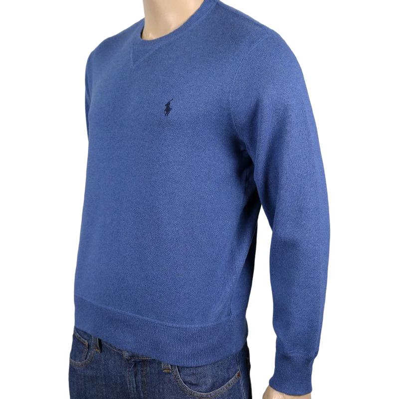 Polo Ralph Lauren Embroidered Crew Neck Long Sleeve Knit Sweater Men sweater Blue MNPOSWE16820536-400