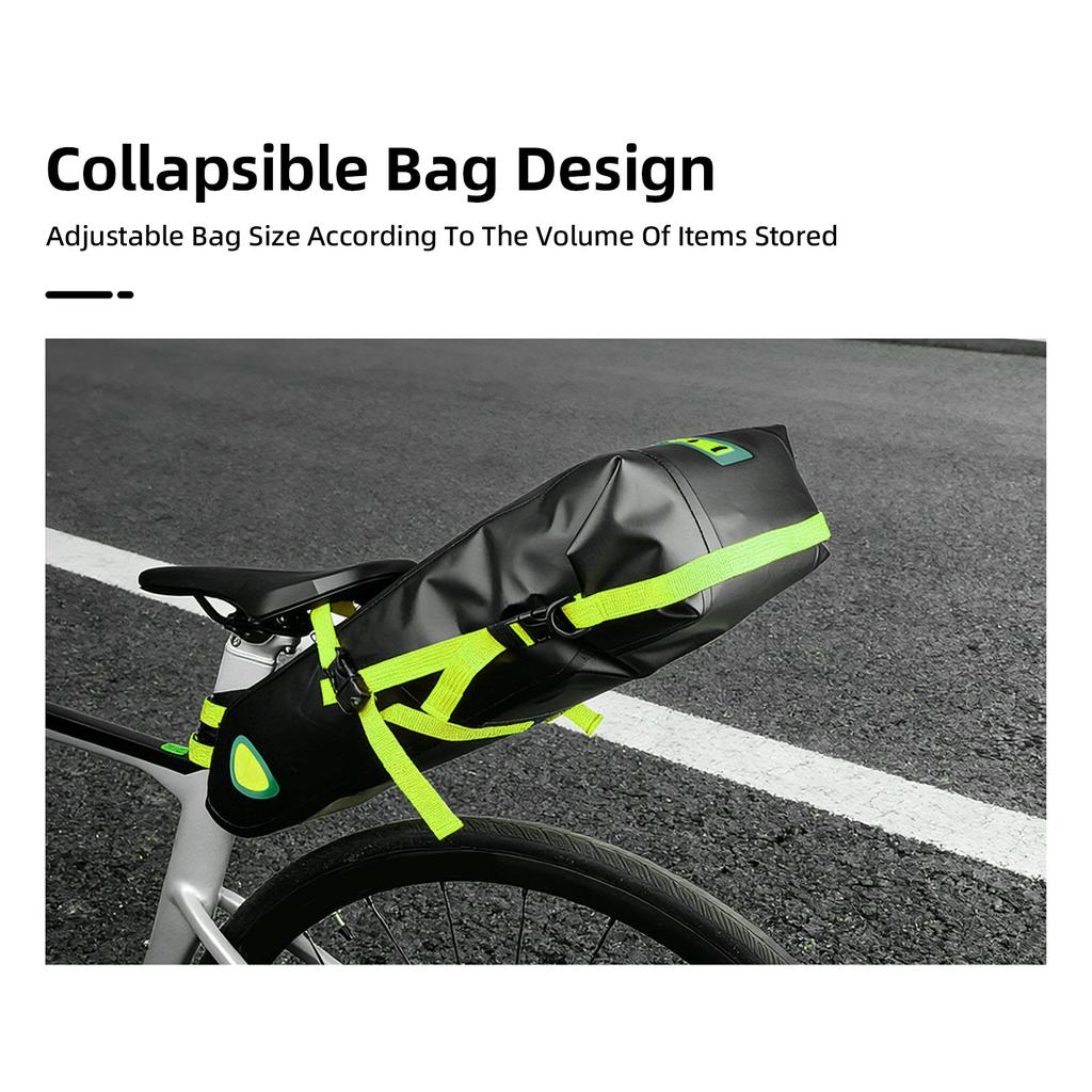 Bolsa de Selim de Bicicleta à Prova de Chuva Bolsa de Traseira de Bicicleta Grande Capacidade 10L com Estrutura para Mountain Bike e Estrada