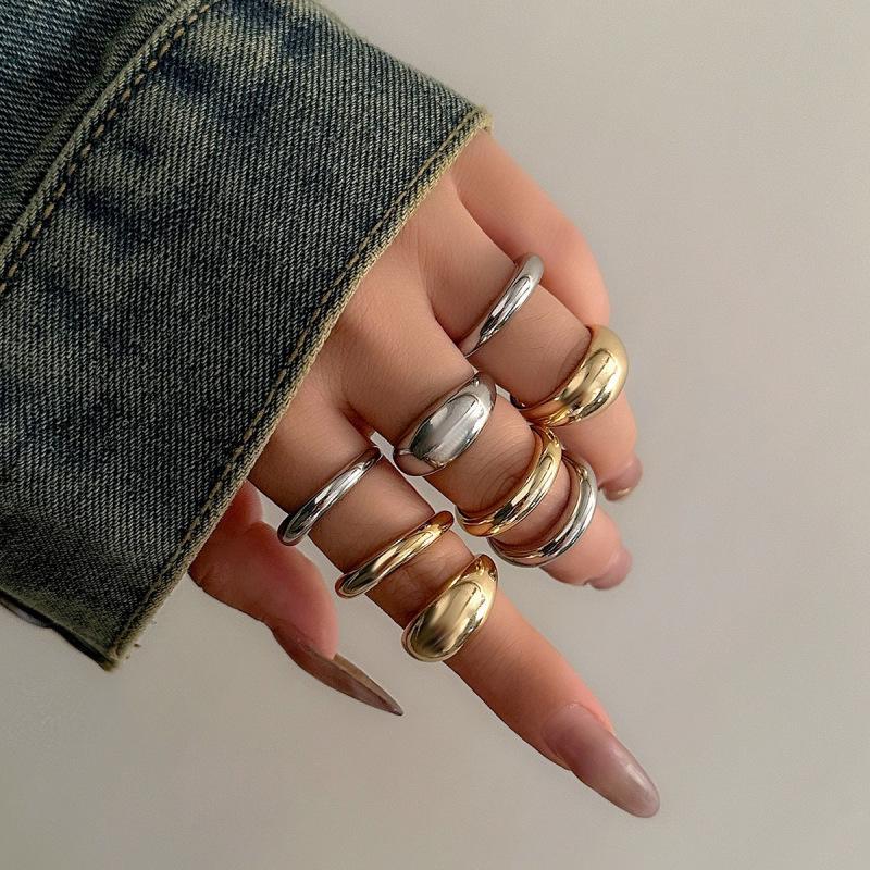 European American Trendy Geometric Bread Ring Set: Simple, High-Grade, Openable Fashion Rings