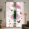 2Pcs Feminine Curtain With Floral Umbrella And Dress Walking With Butterflies For Bedroom Living Room And Dining Room