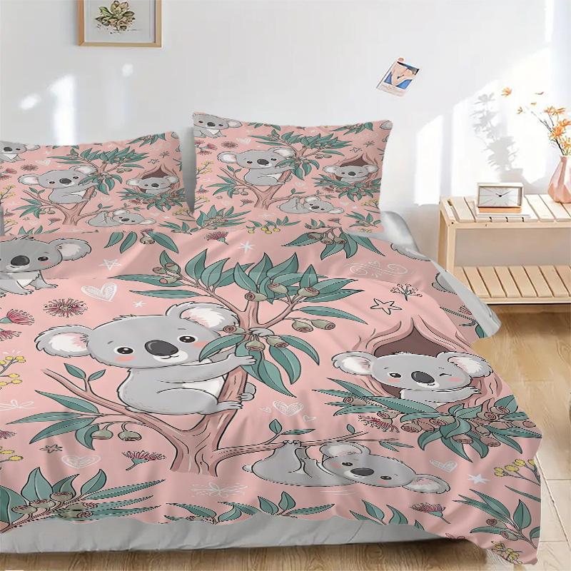 Koala Friends Nature Print 3Pcs Bedding Setduvet Cover With 2 Bedropillowcase Home Birthday Gift