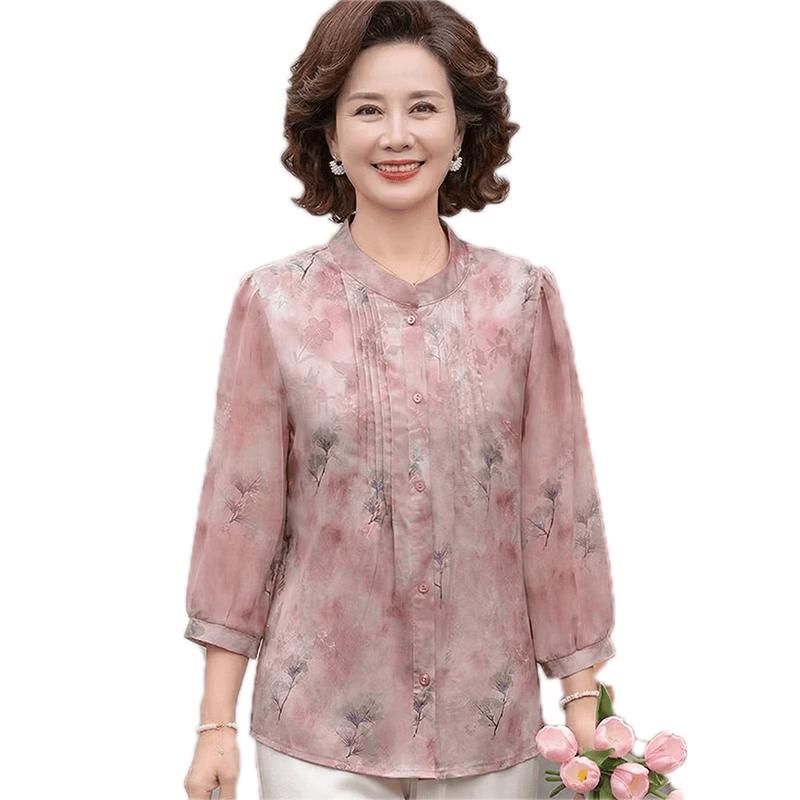AEMAPE Elegant Floral Summer Blouse 5XL