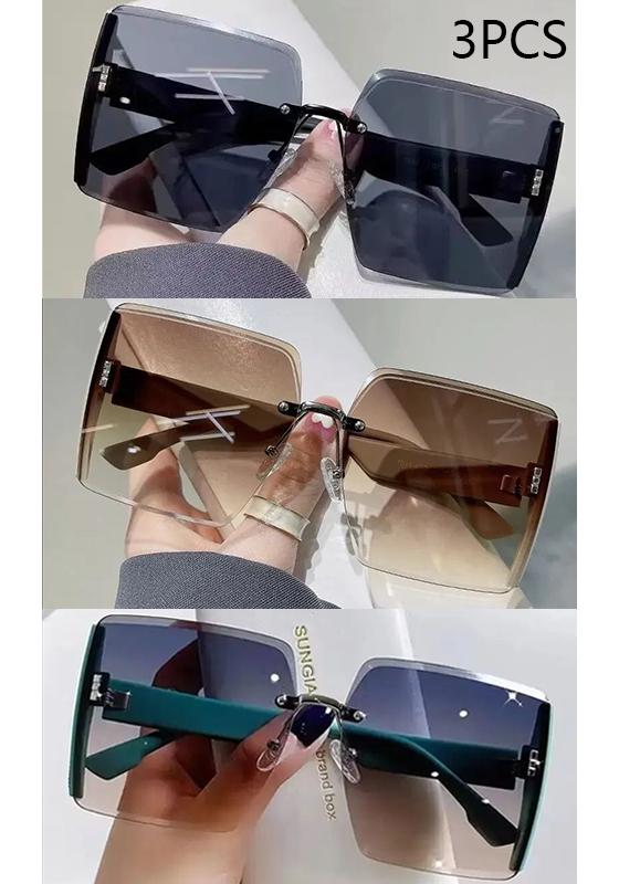 Lunettes de soleil tendance dégradées sans monture pour femmes, haut de gamme