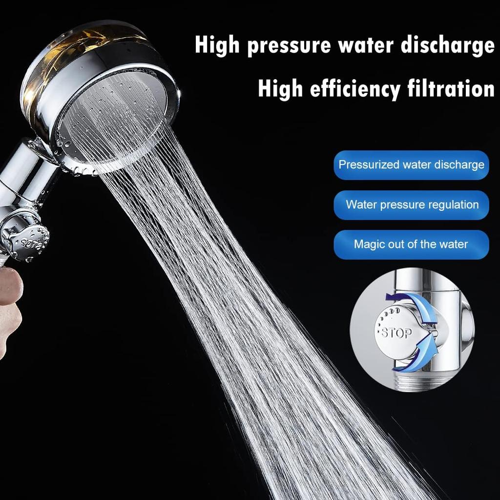 High Pressure Shower Heads, Handheld Turbo Fan Shower, Hydro Jet Shower Head Kit with Replacement - Hose/Bracket/Cotton Filters