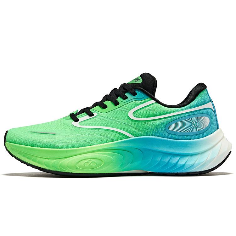 Erke Wu Xing Stable Comfortable Wide Running Shoes Men Sneakers Lime-Green Digital-Blue 51124303148-523
