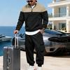 Nuovi Arrivi Invernali: Set da uomo casual minimalista per esterni, con felpa con cappuccio e pantaloni, colori a contrasto, oversize, stile workwear, colletto alto