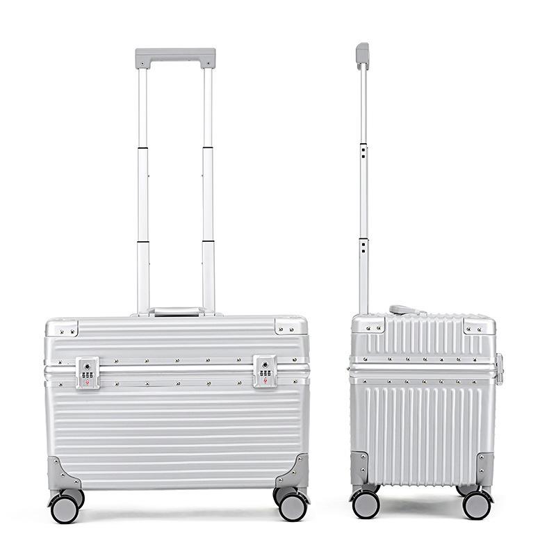18" Aluminum Frame Top-Opening Suitcase with Universal Wheels for SLR Photography Travel, Flight Attendant, or Business Carry-On.