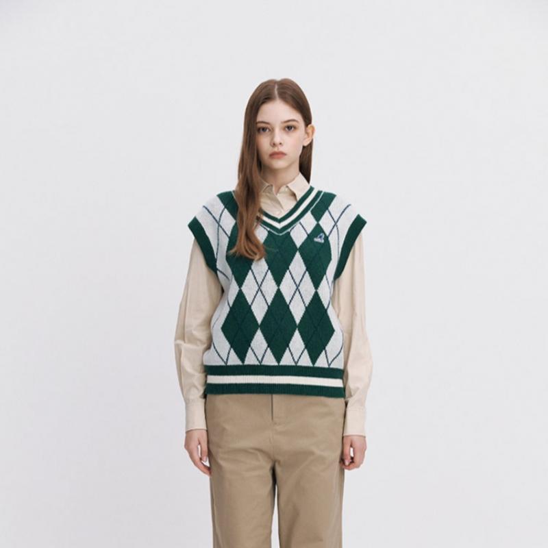 Kangol Women S Argyle Knit veSt 1877 Green