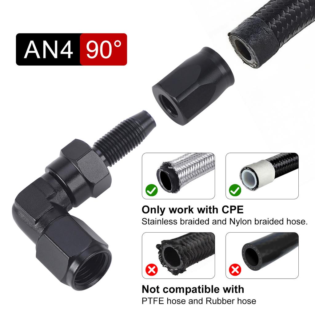 Black 45 Degree 90 Degree Aluminum AN4 AN6 AN8 AN10 Forged Type Swivel Hose End Fitting Adapter For Car CPE Oil Cooler Fuel Line