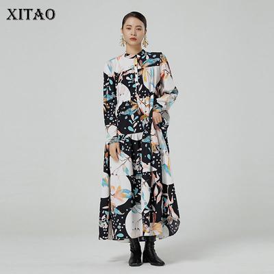 Pleated Dress Fashion New Women Plus Size Pullover Pocket Pleated Hem Autumn Minority Elegant Dress Top WMD3220