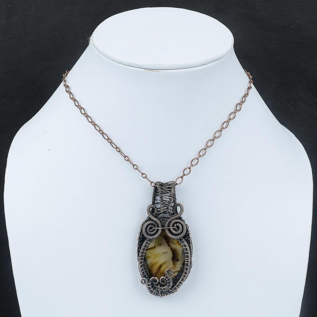 Montana Agate Pendant Copper Wire Wrapped Pendant Handmade Pendant Wire Wrapped Gemstone Jewelry Copper Jewelry Gift For Mother Boho Pendant