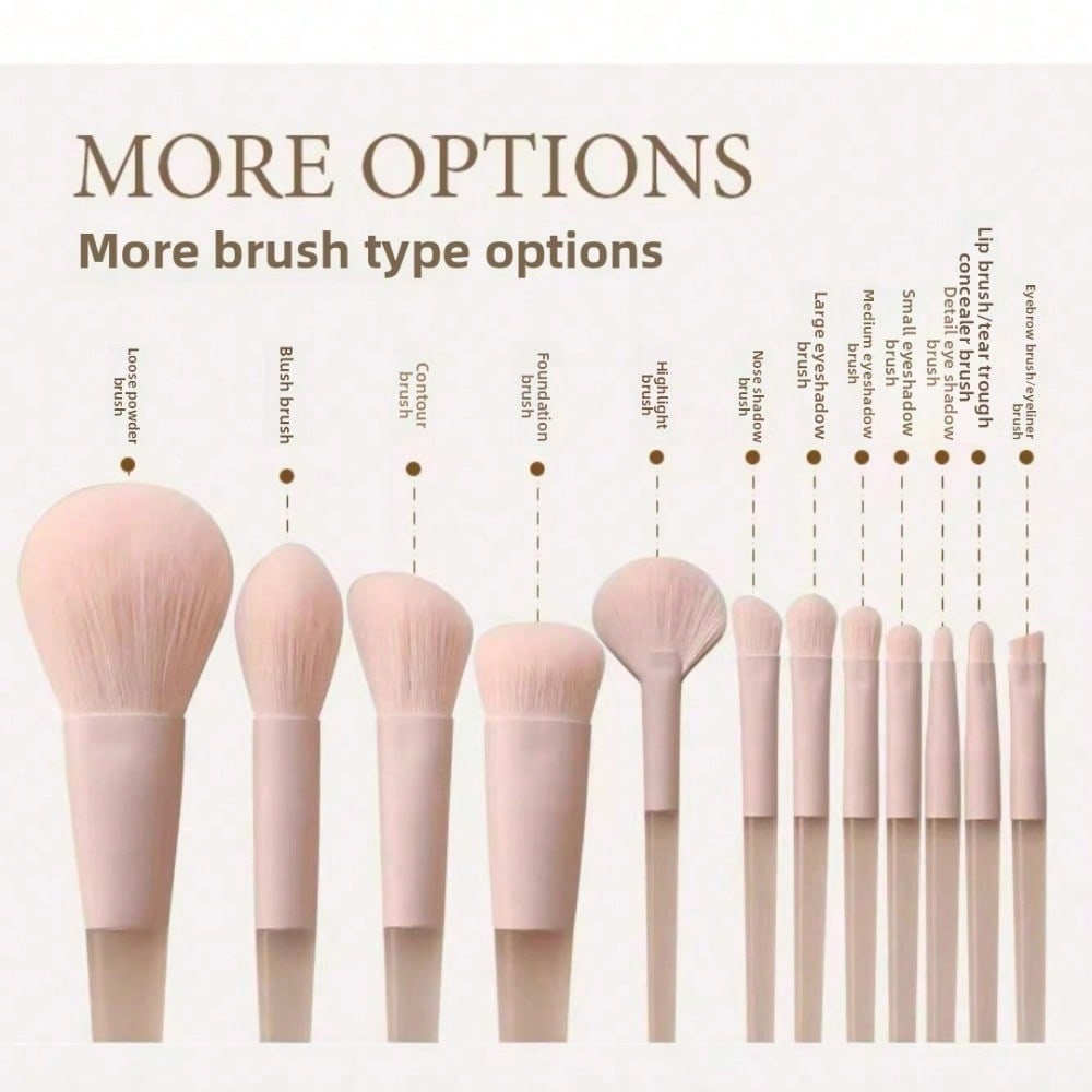 12Pcs Peach Pink Makeup Brush Set Beginner Highlight Blush Brush Loose Powder Brush Portable Beauty Tool Set Brush