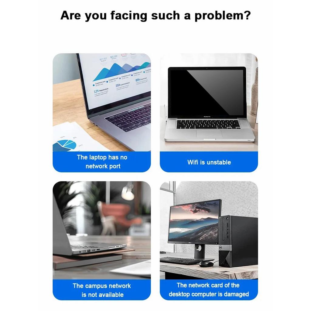 Cabo Adaptador USB-C para Ethernet de 1,2m com Cotovelo 1000/100/10Mbps Gigabit RJ45 Cabo de Rede LAN